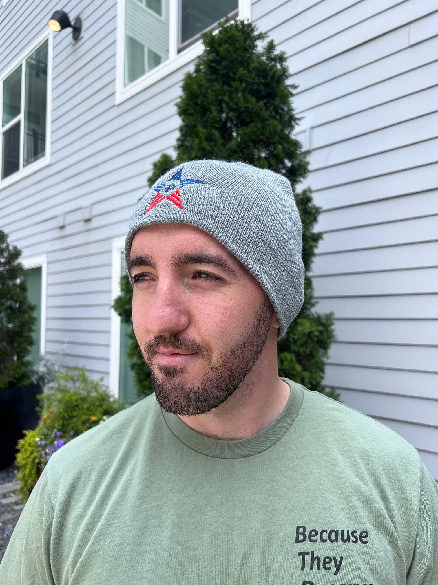 Authentically American Grey Knit Beanie - Mighty Hero Homes