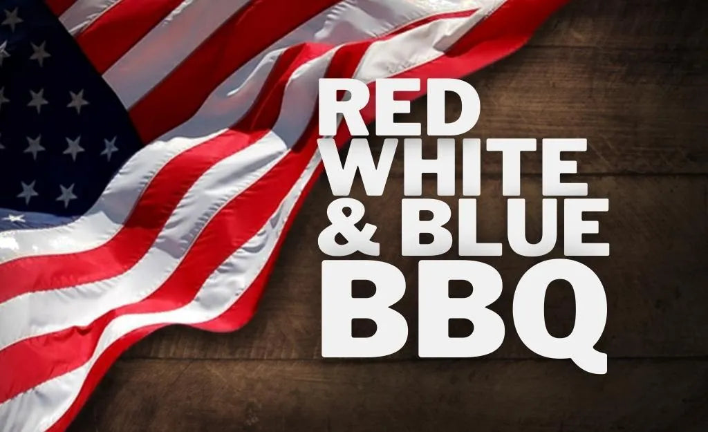 red, white and Blue BBQ event ad