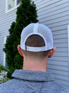 back of Grey Imperial Mid-Crown Fit Hat with White Mesh Backing